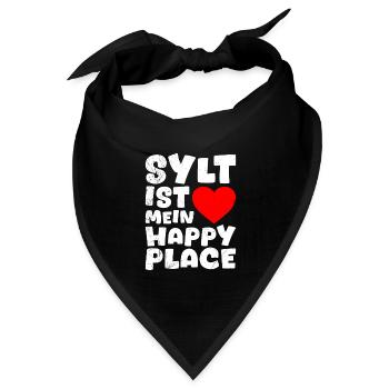 SYLT IST MEIN HAPPY PLACE Lustiges - Bandana Dreieckstuch - Schwarz - Vorne