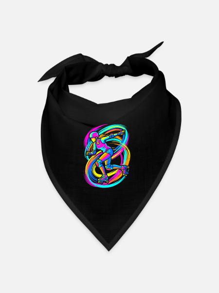 Rollschuhläuferin - Bandana Dreieckstuch - Schwarz