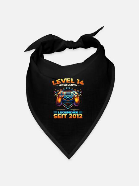 14. Geburtstag Gamer Shirt Level 14 freigeschaltet - Bandana Dreieckstuch - Schwarz
