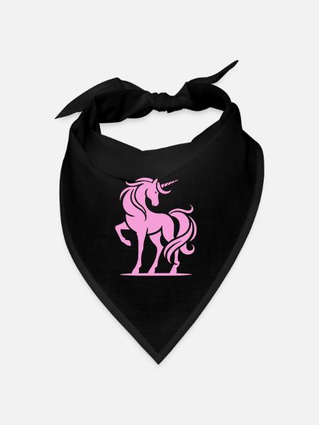 Rosa Einhorn-Silhouette - Bandana Dreieckstuch - Schwarz