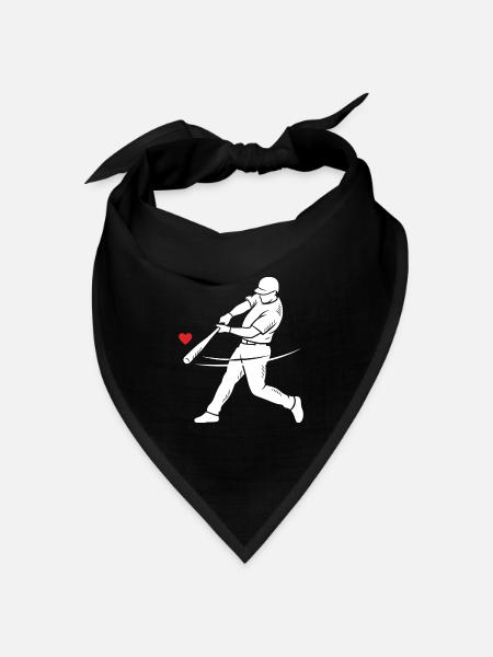 Baseball Schlagmann Silhouette Herz - Bandana Dreieckstuch - Schwarz