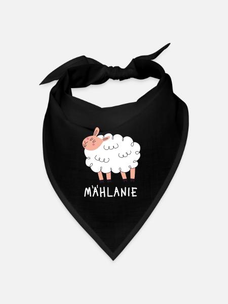 Mählanie – Lustiges Schaf Wortspiel - Bandana Dreieckstuch - Schwarz