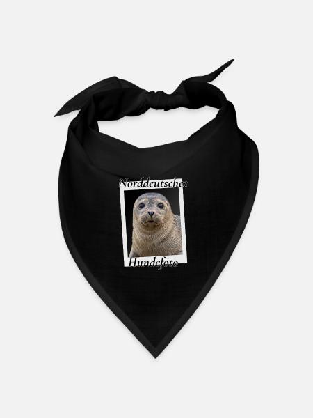Norddeutsches Hundefoto Lustiger Seehund Nordsee H - Bandana Dreieckstuch - Schwarz