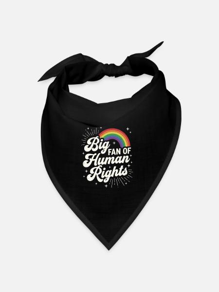 Big Fan Of Human Rights Regenbogen Design - Bandana Dreieckstuch - Schwarz
