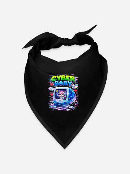 Cyber Baby Pixelart mit Y2K-Ästhetik. - Bandana Dreieckstuch - Schwarz