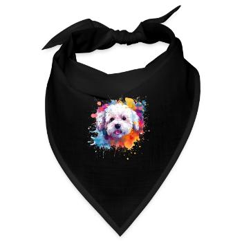 Splash Art Bichon Fris Dog Colorful - Bandana Dreieckstuch - Schwarz - Vorne