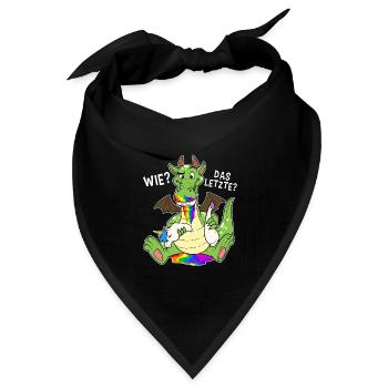 Bunter Drache isst Letztes Einhorn Humor - Bandana Dreieckstuch - Schwarz - Vorne