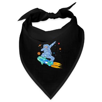 Astronauten-Hoverboard-Raumhemd - Bandana Dreieckstuch - Schwarz - Vorne