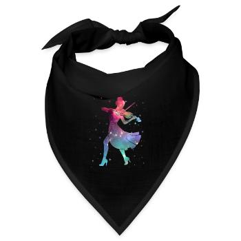 Geige Violinist Weltraum Damen Mädchen Violine - Bandana Dreieckstuch - Schwarz - Vorne
