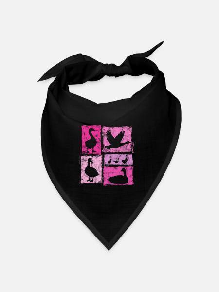 Gänse Silhoetten Retro-Grafik Frauen Und Mädchen - Bandana Dreieckstuch - Schwarz