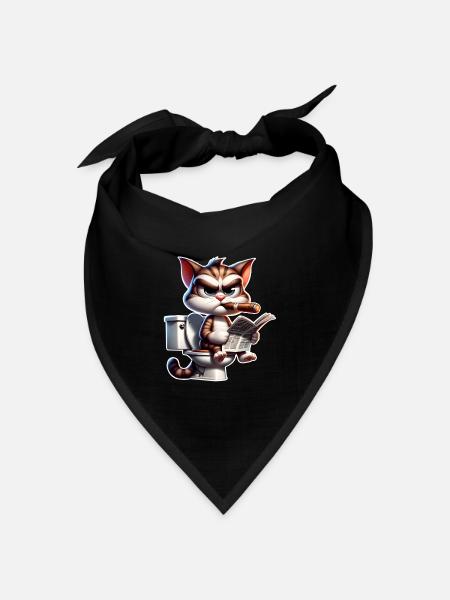 Katze Toilette Zeitung - Bandana Dreieckstuch - Schwarz