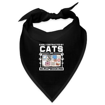Katzen und Scrapbooking - Bandana Dreieckstuch - Schwarz - Vorne