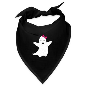 Geist Mädchen mit pinker Schleife - Bandana Dreieckstuch - Schwarz - Vorne
