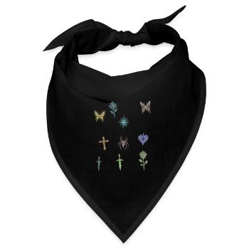 Wasserfarbene Naturmotive Collage - Bandana Dreieckstuch - Schwarz - Vorne