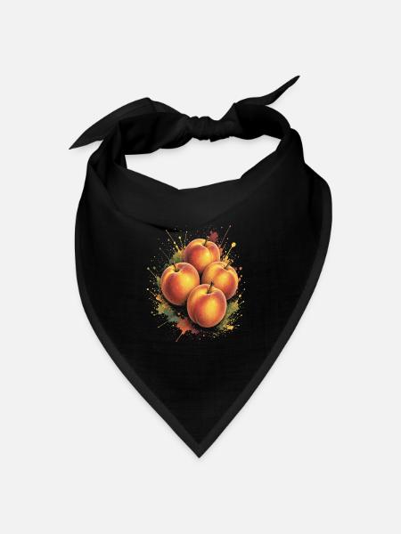 Pfirsichfrüchte Sommer Spritzkunst - Bandana Dreieckstuch - Schwarz