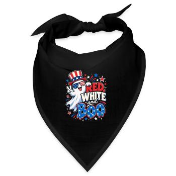 Rot-Weiß Blau Boo Patriotisch - Bandana Dreieckstuch - Schwarz - Vorne