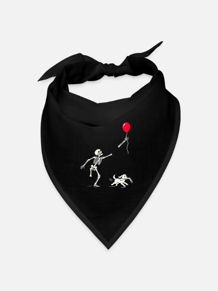 Rotes Ballonskelett - Bandana Dreieckstuch - Schwarz