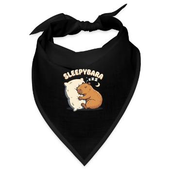 Sleepybara Capybara Umarmt Kissen Schlafmütze - Bandana Dreieckstuch - Schwarz - Vorne