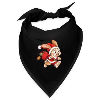 Süßes Hüpfendes Kaninchen Winterpaket-Hasen-Kunst - Bandana Dreieckstuch - Schwarz - Vorne