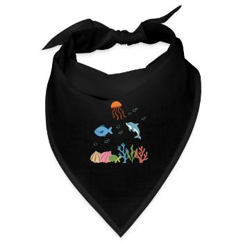 Qualle Unterwasser Kinder Fisch Delfin - Bandana Dreieckstuch - Schwarz - Vorne