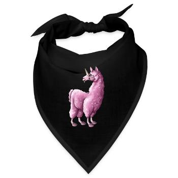 Pinkes Lama llama Einhorn Illustration - Bandana Dreieckstuch - Schwarz - Vorne