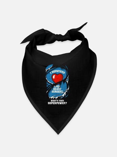I Survived Open Heart Surgery CHD Awareness Happy - Bandana Dreieckstuch - Schwarz