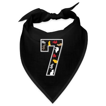 7. Siebter Geburtstag Katze siebenjährige Geschenk - Bandana Dreieckstuch - Schwarz - Vorne