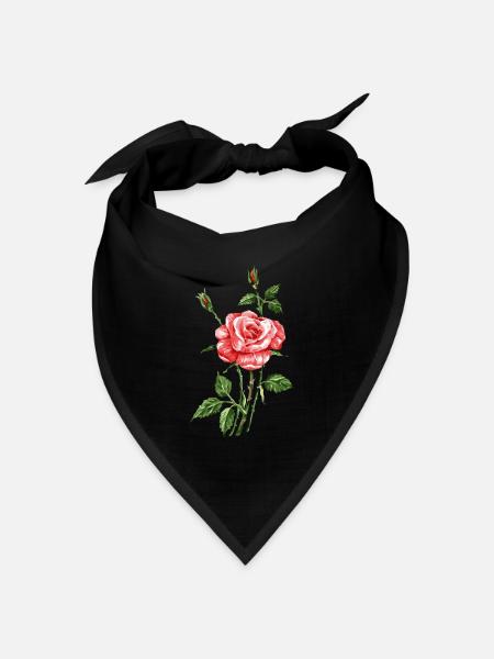 Blume - Bandana Dreieckstuch - Schwarz