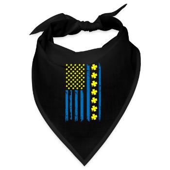 Ukraine Amerika Flagge Kleeblatt - Bandana Dreieckstuch - Schwarz - Vorne