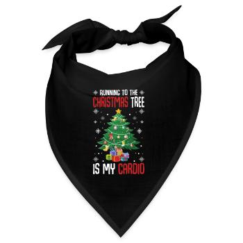 Der Gang zum Weihnachtsbaum ist meine Kardio - Bandana Dreieckstuch - Schwarz - Vorne