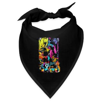 Graffiti-Stil Splash Hip Hop Farben Maler Farbe - Bandana Dreieckstuch - Schwarz - Vorne