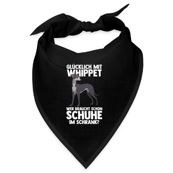 Hund Whippet - Bandana Dreieckstuch - Schwarz - Vorne