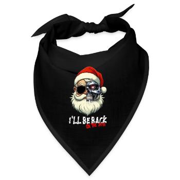 Cyber Santa Claus Terminator I´LL BE BACK - Bandana Dreieckstuch - Schwarz - Vorne