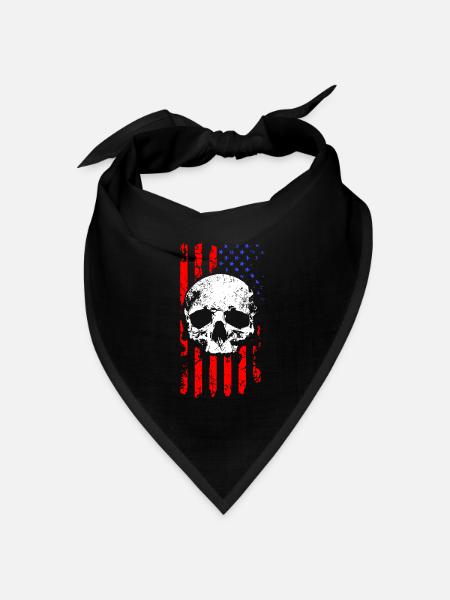 Amerikanischer Flaggen-Schädel - Bandana Dreieckstuch - Schwarz