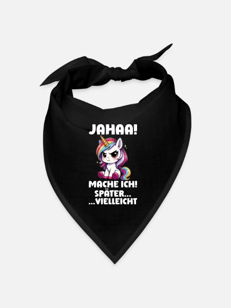 Jahaa Mache Ich Später Vielleicht Einhornliebhaber - Bandana Dreieckstuch - Schwarz