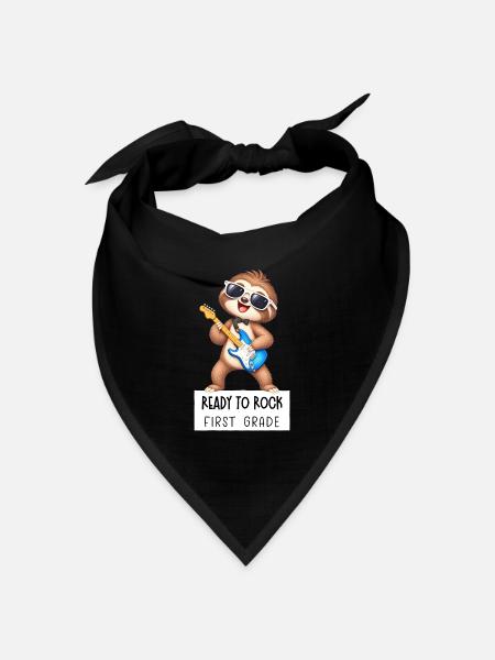 Ready to Rock First Grade Sloth – Back to School - Bandana Dreieckstuch - Schwarz