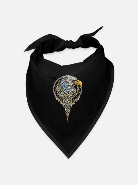 Der Seeadlerkopf im Runenring - Bandana Dreieckstuch - Schwarz