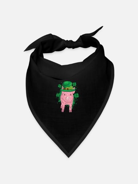 Glücksschwein Silvester - Bandana Dreieckstuch - Schwarz