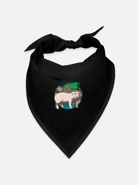 Glücksschwein Silvester Neujahr - Bandana Dreieckstuch - Schwarz