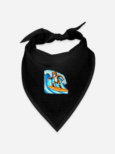 Surfer Affe - Bandana Dreieckstuch - Schwarz