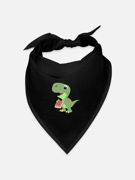 Dinosaurier frisst Klassenbuch für Lehrer Schüler - Bandana Dreieckstuch - Schwarz