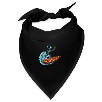 Pizza Surfer Alien - Bandana Dreieckstuch - Schwarz - Vorne