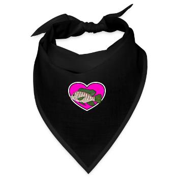 Barsch Herz Liebe Fischen - Bandana Dreieckstuch - Schwarz - Vorne