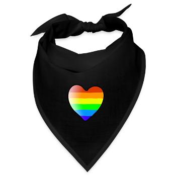 Regenbogen Herz bunt Geschenkidee LGBT - Bandana Dreieckstuch - Schwarz - Vorne