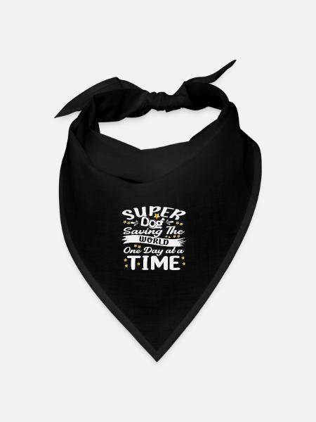 Superhund rettet einmal am Tag die Welt - Bandana Dreieckstuch - Schwarz