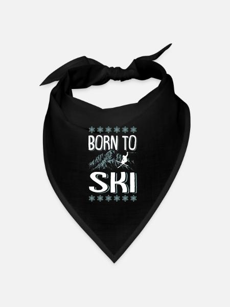 born to ski skiing - Bandana Dreieckstuch - Schwarz
