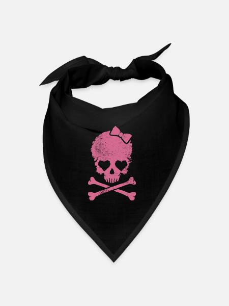Totenkopf Girl - Piraten Mädchen - Bandana Dreieckstuch - Schwarz