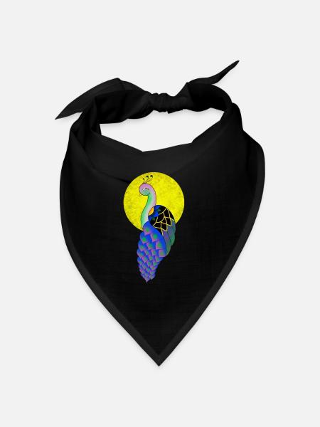 Pfau - Bandana Dreieckstuch - Schwarz