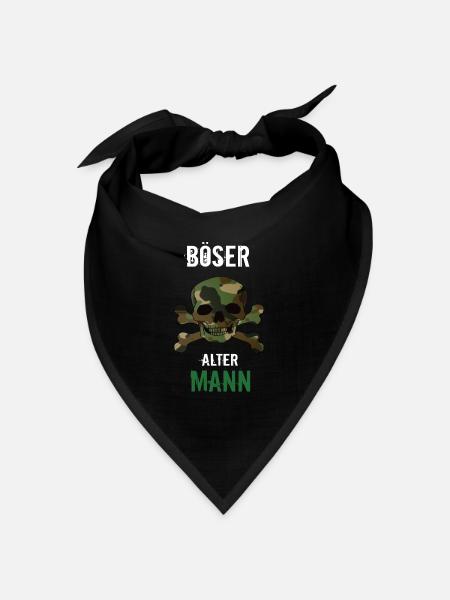 Alter Mann mit Totenkopf in Tarnfarben - Bandana Dreieckstuch - Schwarz