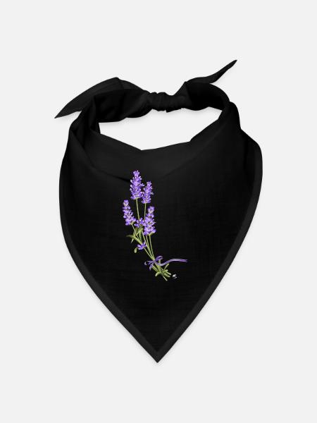 Lavendel Blumen mit einem lila Schleife gebunden - Bandana Dreieckstuch - Schwarz
